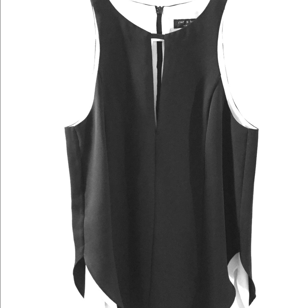 rag & bone Black Sleeveless Tank with Front Keyhole